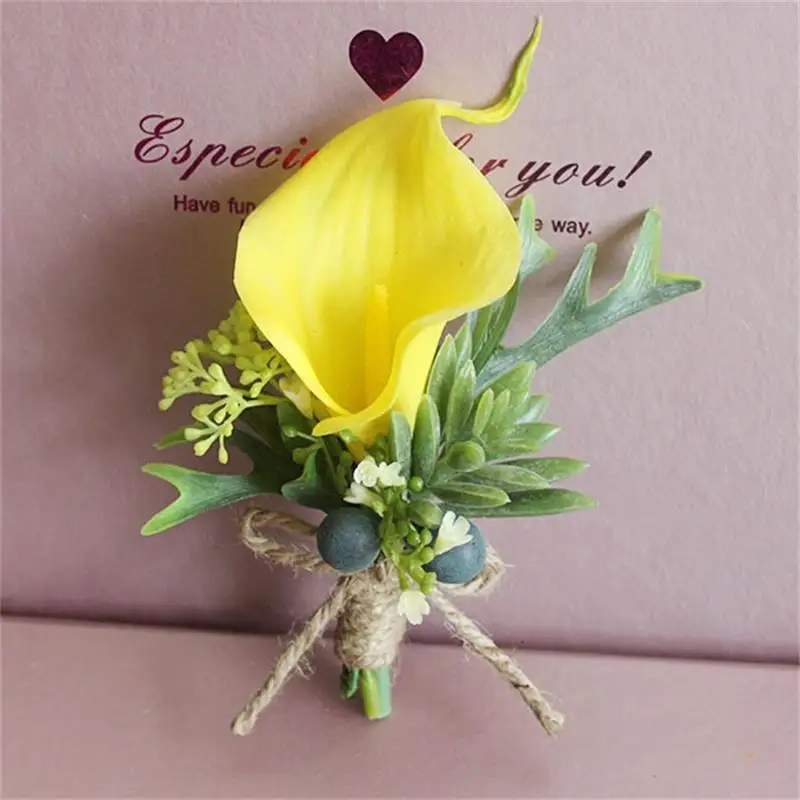 Желтая Калла цветок лилии планшетофон свадебный мужской костюм Мужская