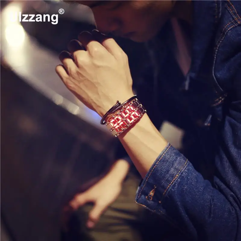 Горячая Распродажа крутые серебряные полностью из нержавеющей стали LED Lava синий