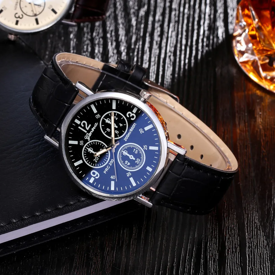 New Blu Ray Glass Watch Neutral Quartz Simulates The Wrist Men Fashion Business Mens Watches Gifts Wholesale | Наручные часы