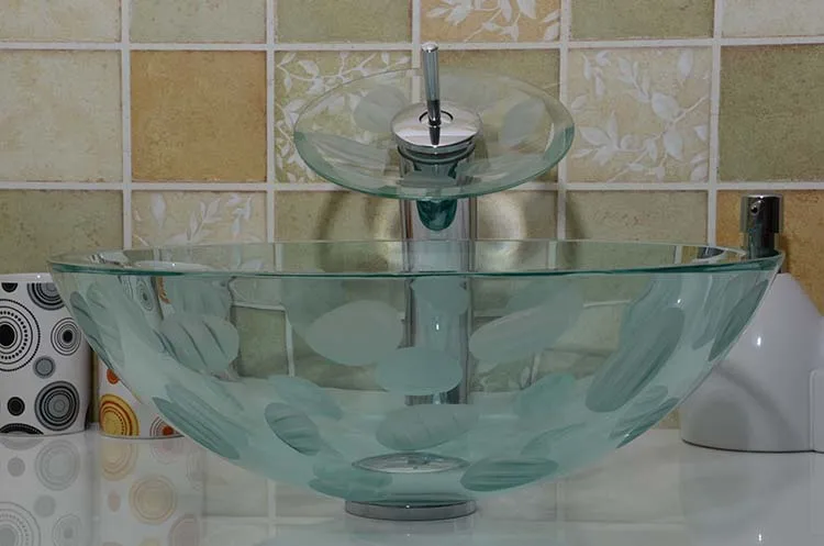 

Bathroom Round Tempered Glass Above Counter Wash Basin Cloakroom Counter Top Vessel Sink HX019