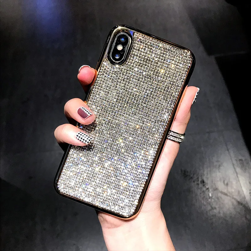 Модный Блестящий Мягкий чехол с кристаллами и стразами для iPhone XS Max XR X 8 7 6 6S