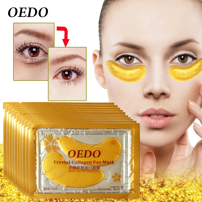 OEDO, 5 упаковок/10 упаковок, коллагеновая маска для глаз, 24 K, Золотой Кристалл, накладки для глаз, увлажняющие, питающие, патчи для глаз, против темных кругов, против отечности, уход