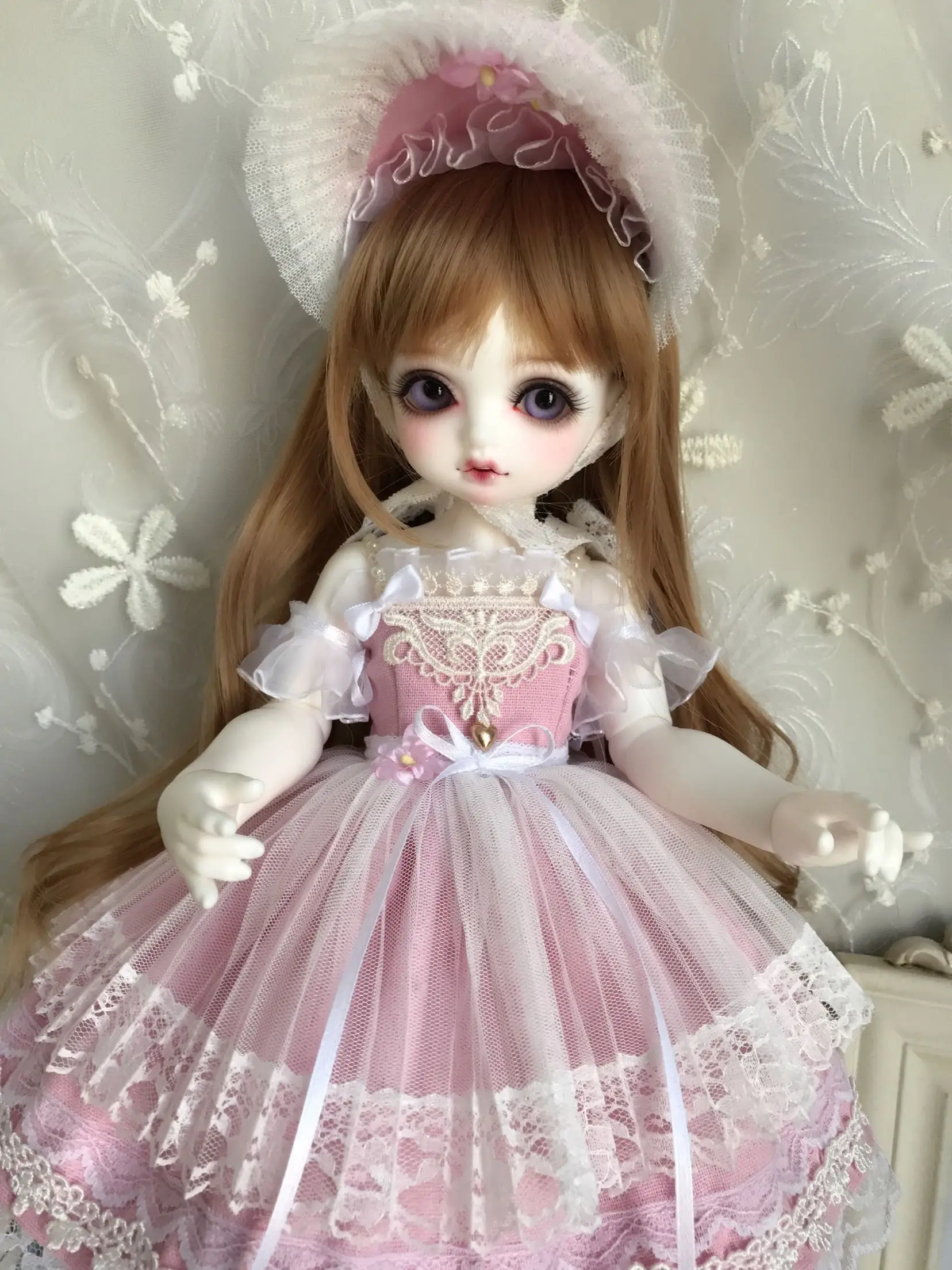 Одежда для кукол 1/6 1/4 платье для куклы платье костюм для 1/6 1/4 BJD аксессуары для кукол sd 3 цвета платье+ BB шляпа+ вуаль кружевная юбка