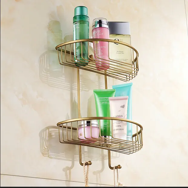 Настенная античная отделка новый твердый латунный душ Шампунь Полка Корзина