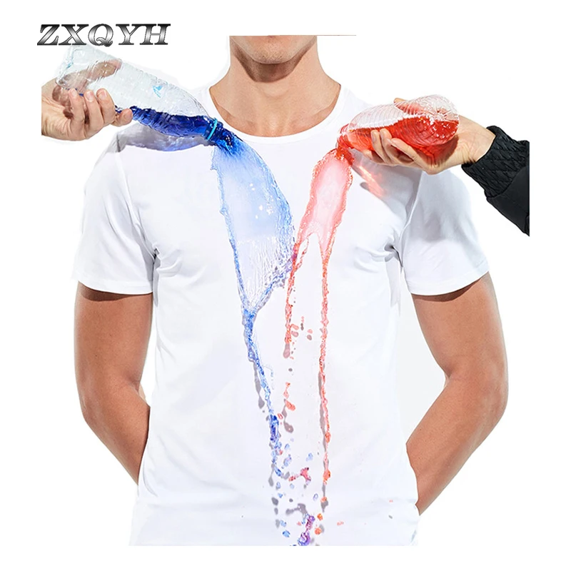 ZXQYH Мужская и женская быстросохнущая супер гидрофобная футболка дышащая с