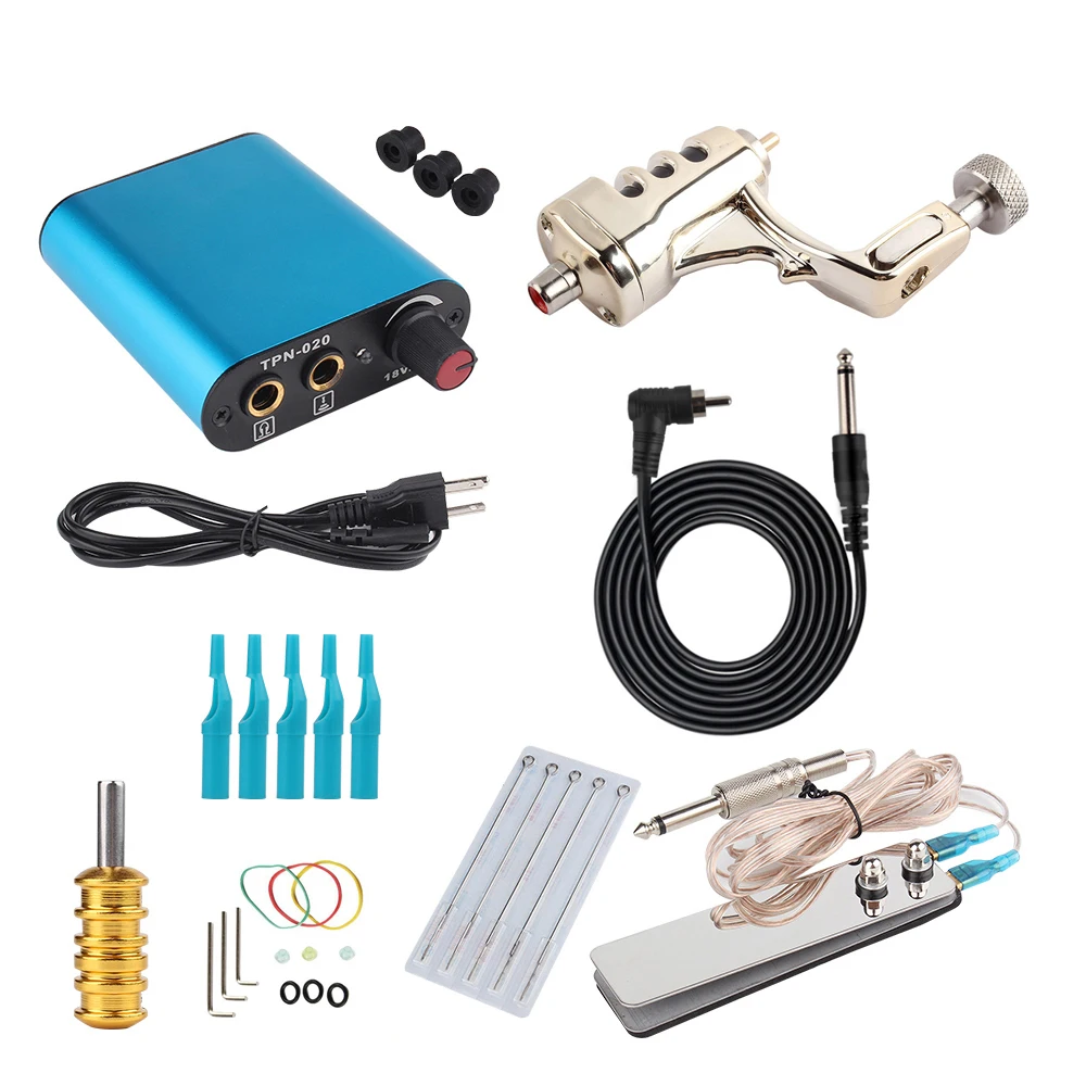 Новая полная профессиональная зеленая тату машинка наборы 1 вращающаяся для боди