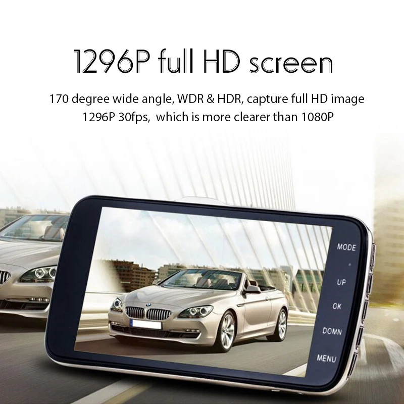 4 0 &quotips Автомобильная dvr камера с двойным объективом ADAS LDWS FHD 1296P ночного видения