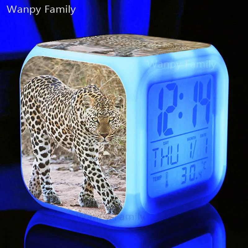 Будильник с Африканским гепардом многофункциональные светодиодные цифровые