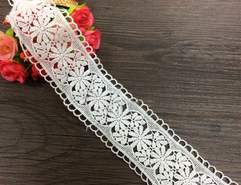 

14 yard 4.5cm 1.77" wide ivory embroidered fabric tapes lace trim ribbon QL4K86Q1012118