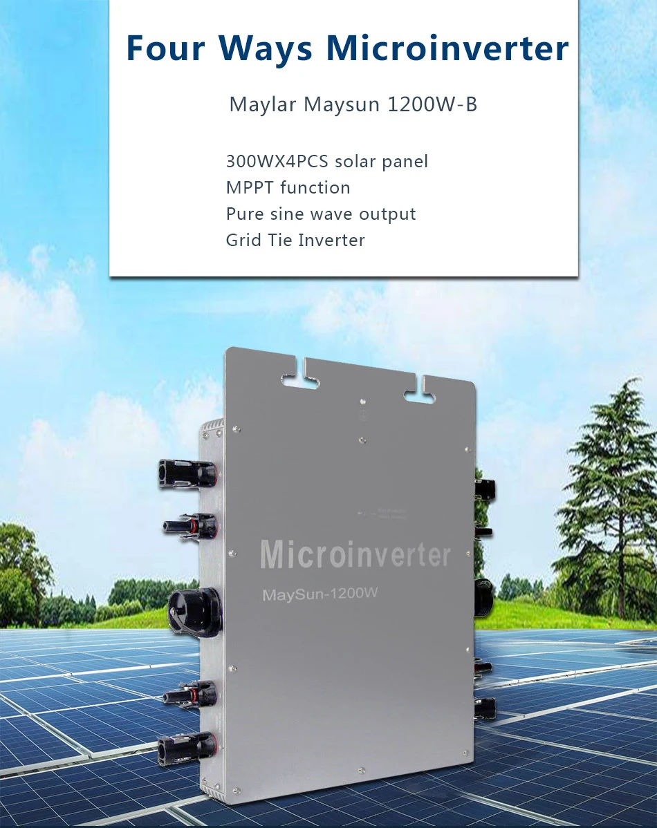 MAYLAR@ Maysun1200W Солнечная Сетка галстук микро wifi Коммуникационный инвертор с 4 MPPT функцией выхода Чистая синусоида солнечный преобразователь