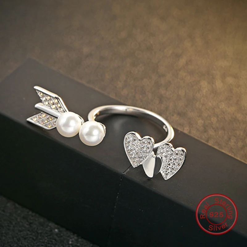 2017 Элитная одноцветное 925 Серебряное кольцо сердце и Стрелка Циркон Свадебные