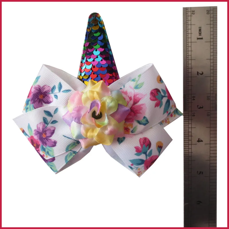 50 BLESSING Girl 4.5" Angel Wing Hair Bow Clip Flower Unicorn Pony Hairbow