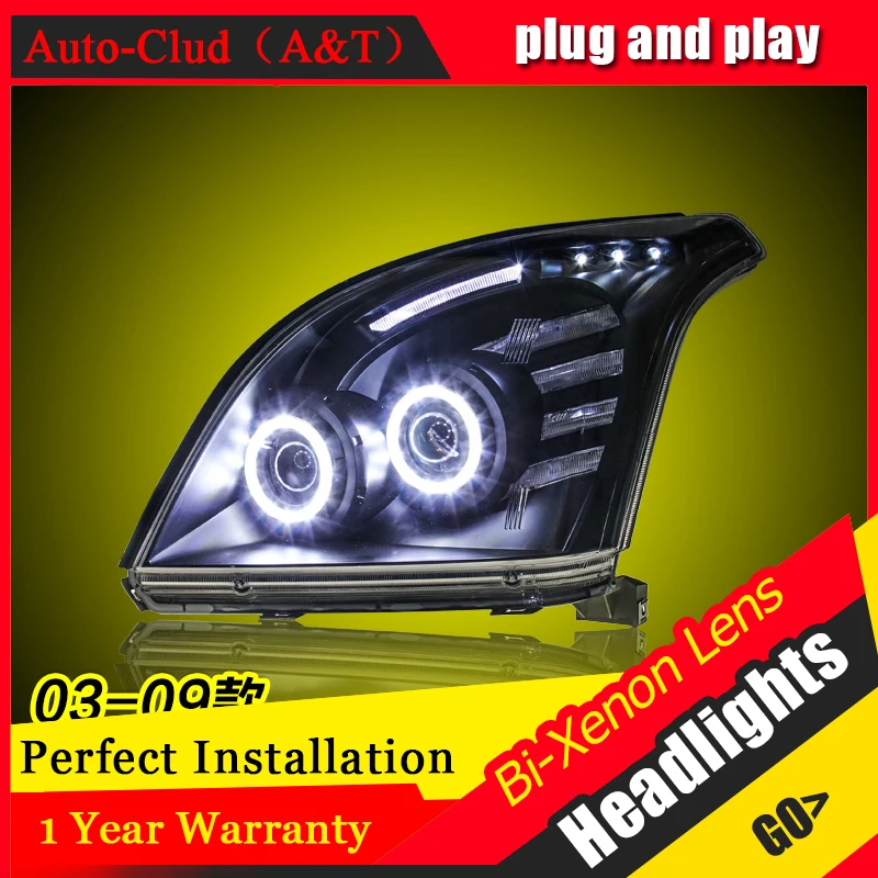 2 шт. светодиодный фары для Toyota Prado 2003 2009 Автомобильные ангельские глазки комплект
