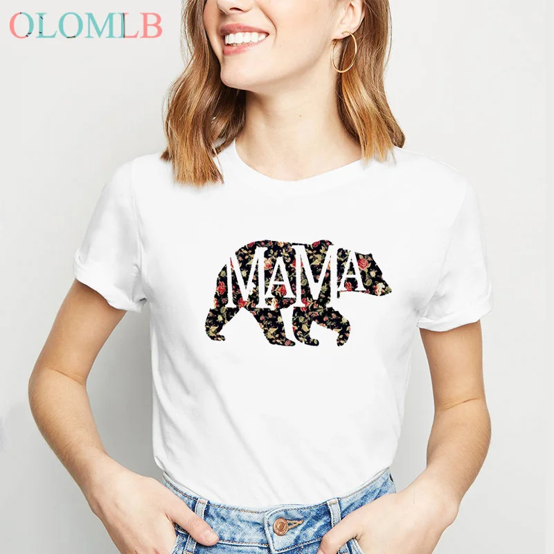 Mama bear t shirt for women Summer O-Neck Mom T-Shirt Mom Life Shirt Gift for Mom Casual Female Tee Ladies Tops Fashion t shirts