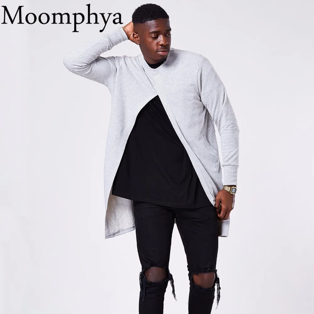 Moomphya новинка 2017 осень/зима с длинным разрезом мужские толстовки свитер кардиган