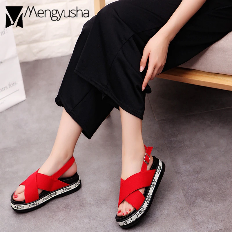 Толстая подошва с поперечным Ремешком Женская обувь английские буквы женская