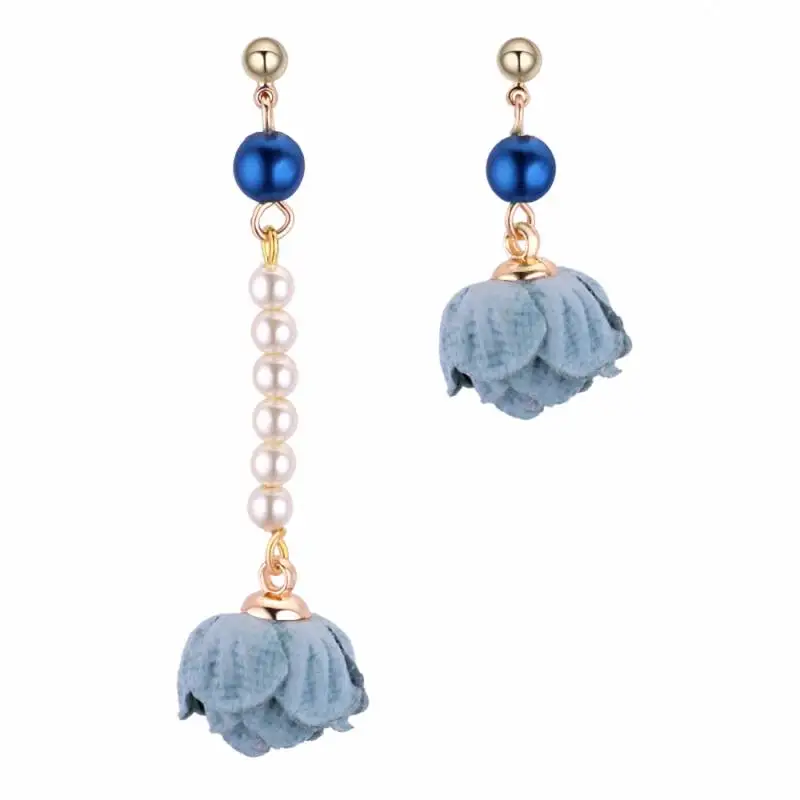 TONGKWOK Bohemia Exaggeration Dangle Earrings For Women Silk Thread Tassel Pearl rose Long Chandelier #131216 | Украшения и