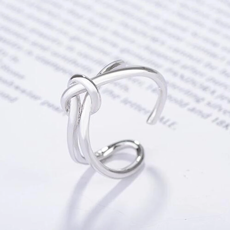 2019 Trendy Gold 925 Sterling Silver Rings For Women Personality Interwoven Rope Knot Ring Jewelry Female Holiday Party Gifts | Украшения и
