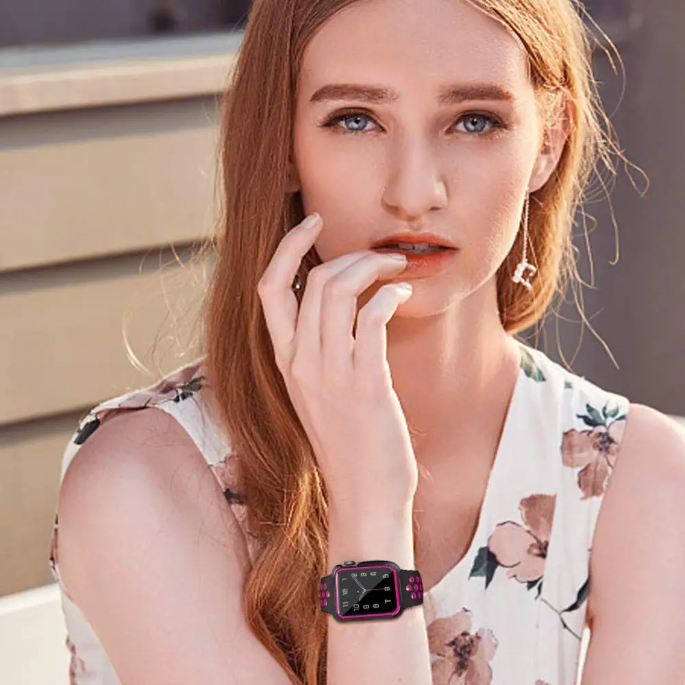 Apple Watch Band с чехлом 38 42 ударопрочный защитный чехол мягкий силиконовый спортивный