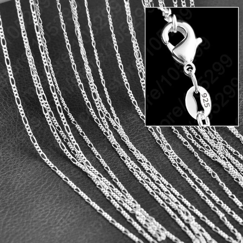 

Latest Design Nice 10 PCS/Lot 16-30 Inches Pure 925 Sterling Silver Figaro Necklace Chain With Lobster Clasp Women Jewelry