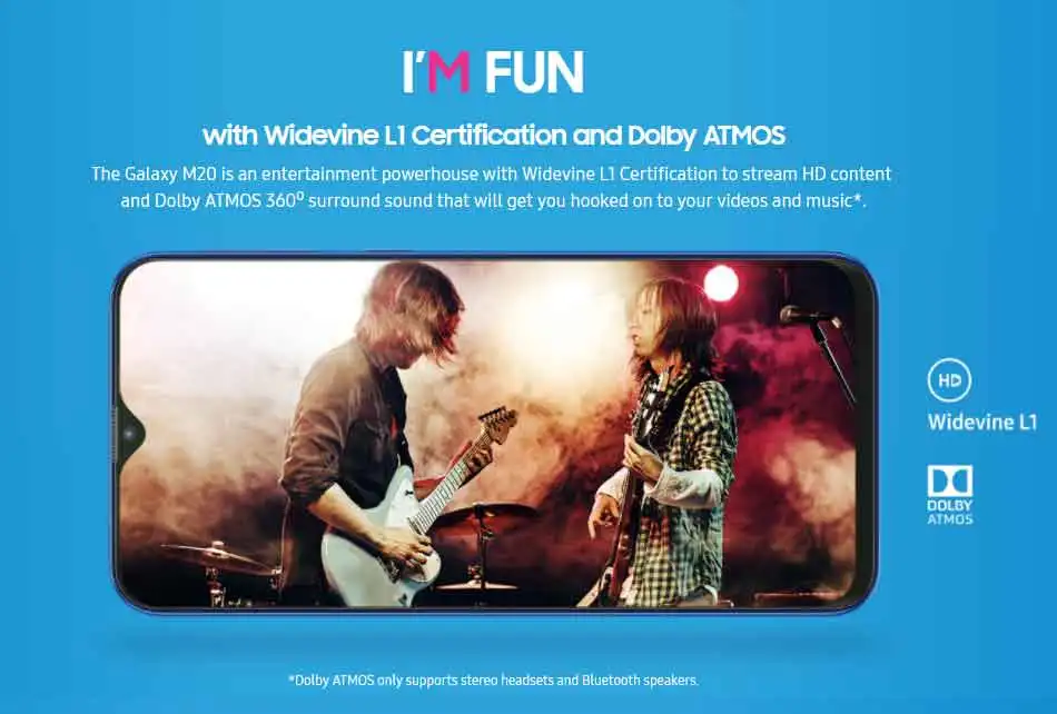 Мобильный телефон samsung Galaxy M20 M205F-DS LTE, 3 Гб ОЗУ, 32 Гб ПЗУ, Восьмиядерный процессор Exynos 7904, Android 8,1, двойная задняя камера, смартфон