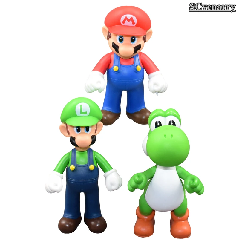 3 шт./компл. Super Mario Bros Луиджи Марио Йоши ПВХ Фигурки игрушки 13 см|Игровые фигурки и