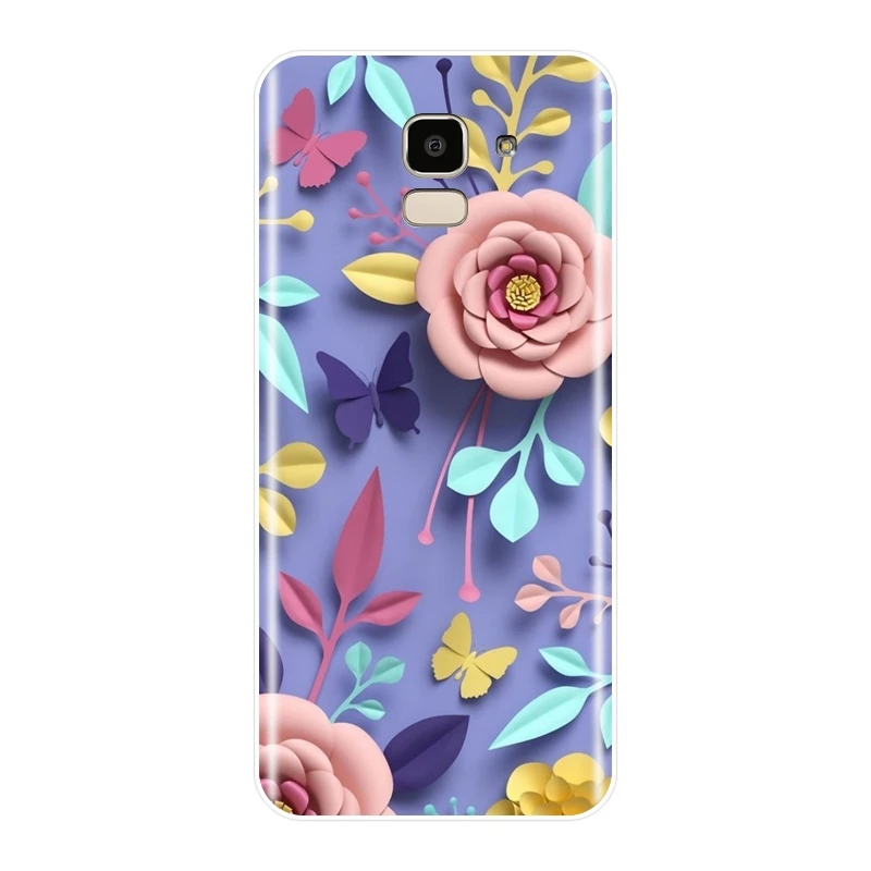 Задняя крышка для Samsung Galaxy J4 J6 J8 Plus силиконовый чехол с цветами розы J2 J5 J7 Prime J3 2015
