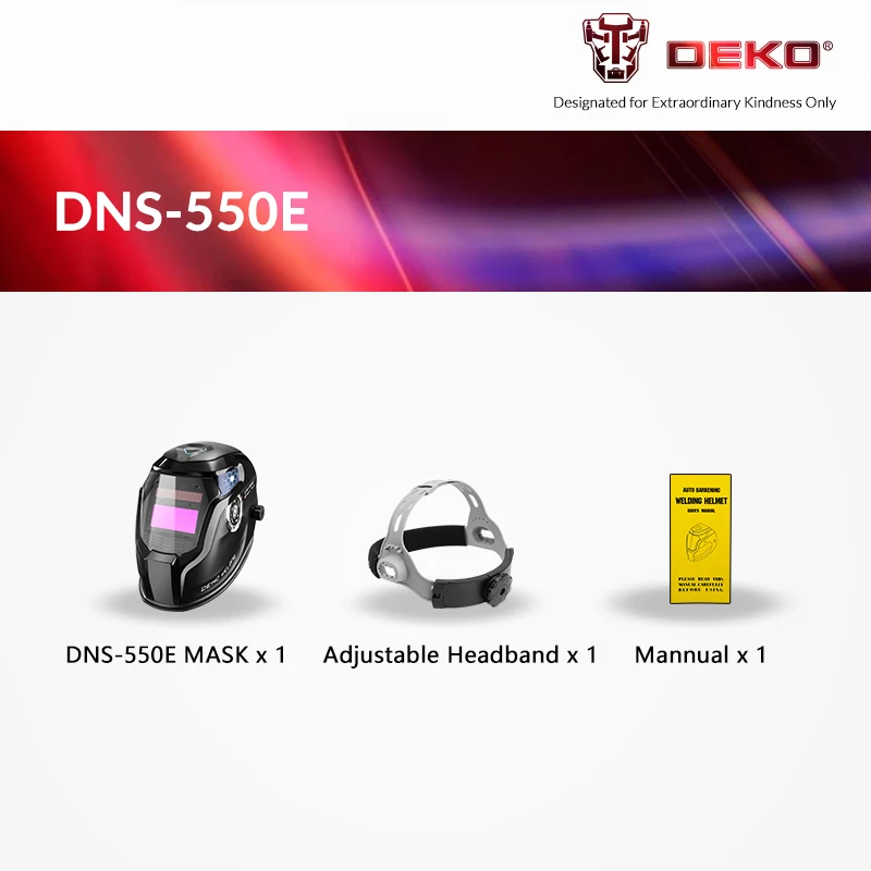 DNS-550E DEKO DNS-550E/980E Солнечная энергия авто затемнение сварочный шлем широкий диапазон 9-13 Сменные линзы сварочная маска для TIG MIG MMA - Цвет: DNS-550E