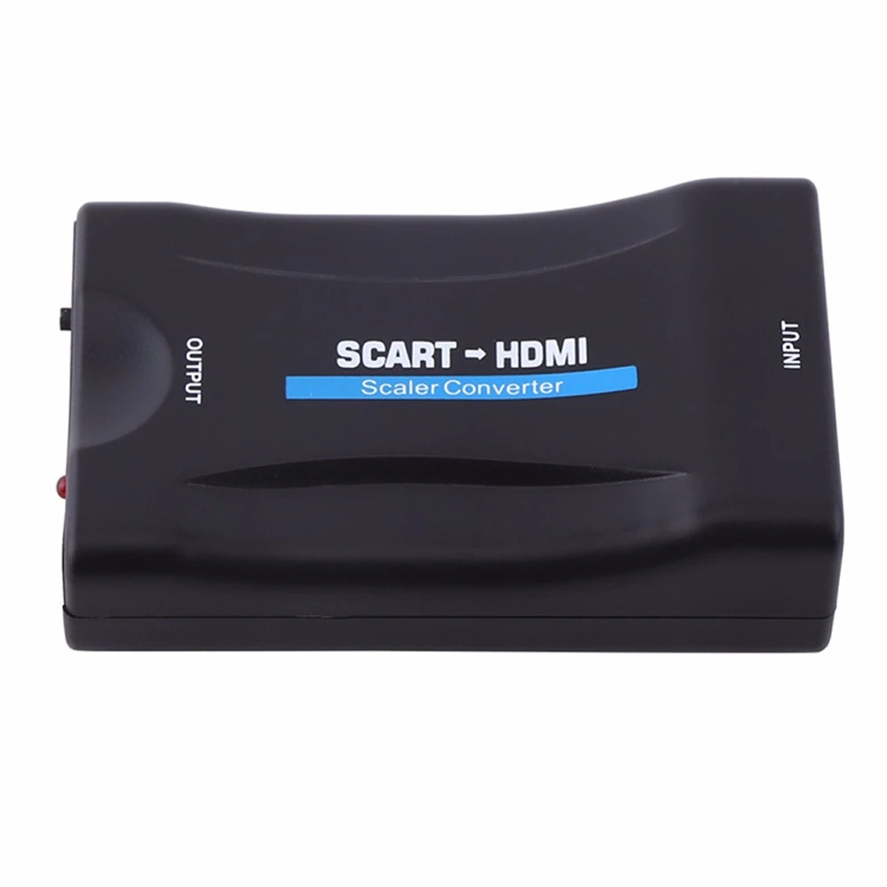 Конвертер 1080P HD SCART в HDMI Адаптер видеосигнала с зарядным адаптером для CRT TV VHS VCR DVD