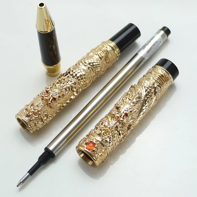 JINHAO золотые Два дракона Play Pearl 0 7 мм перо резные канцелярские принадлежности