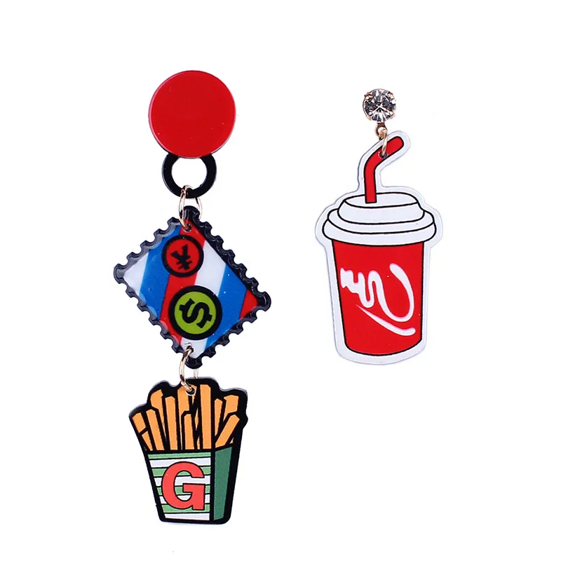 Korean Fashion Creative Earrings Plastic Resin Cute Love Burger Plane Cube Multiple Style Drop Simple Wild Jewelry | Украшения и