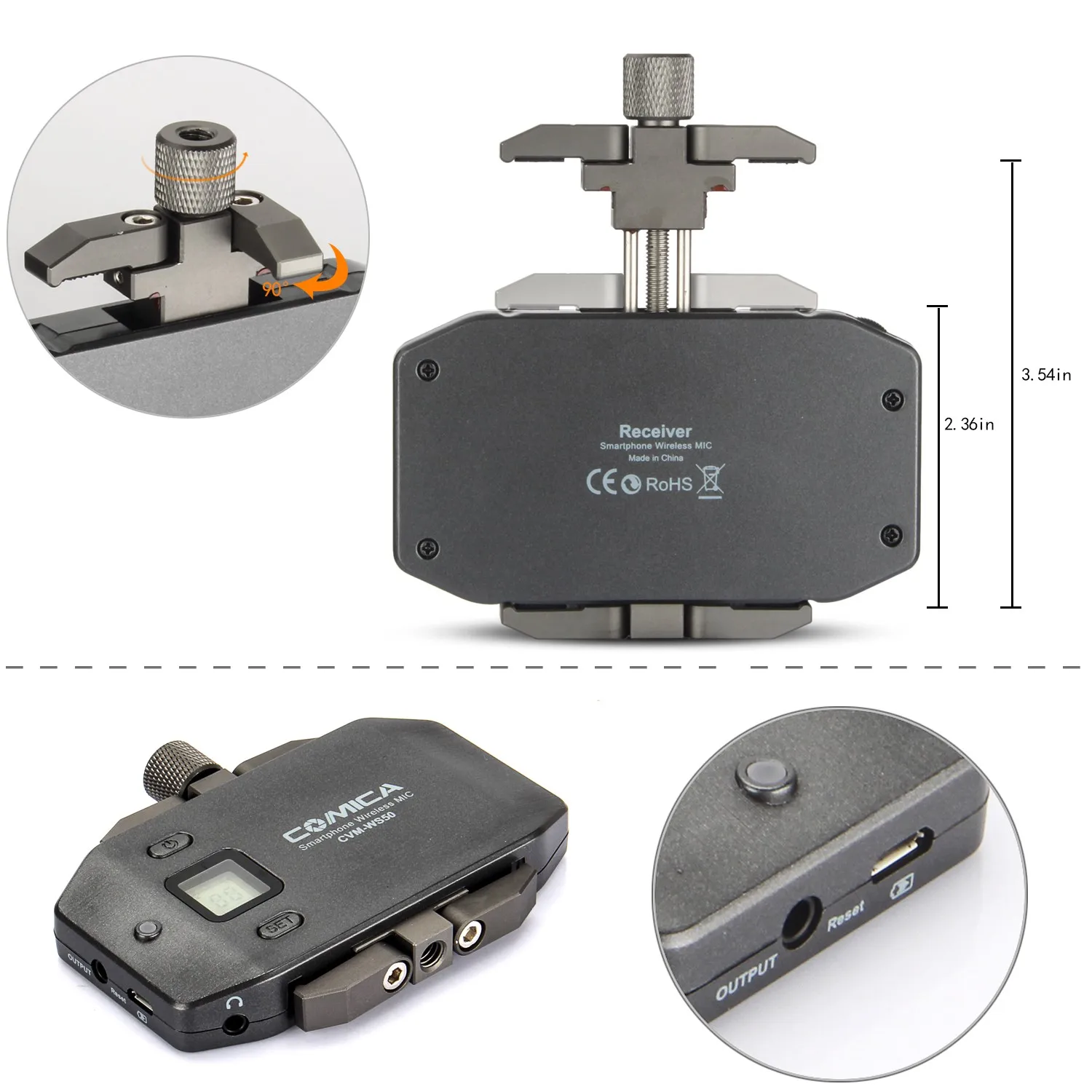 Comica CVM WS50(B) беспроводной петличный микрофон UHF 6 канальный с ручкой для камеры DSLR