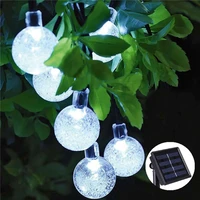 new 50 leds 10m solar lamp crystal ball led string lights waterproof fairy garland for outdoor garden xmas wedding white