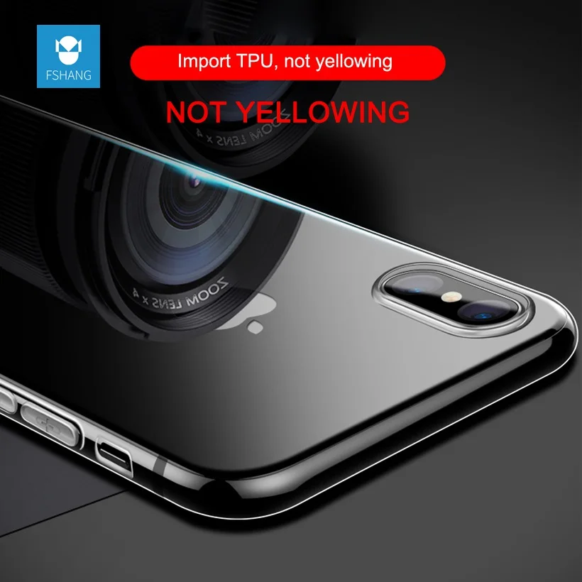 FSHANG Luxury Clear TPU Case For iPhone X 10 Transparent Ultra Thin Silicone Slim Cover Coque Phone Accessories i |