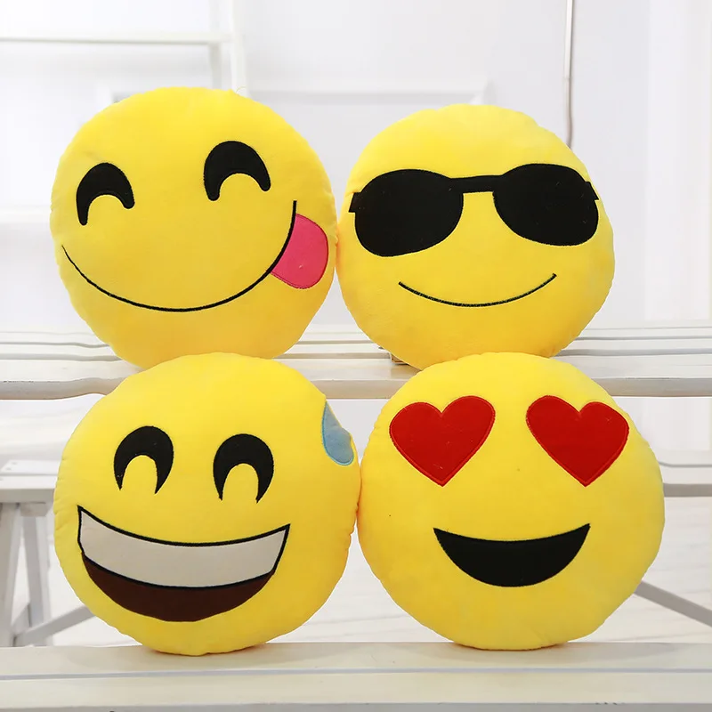 Круглая Мягкая Emoji Улыбка EmoticonYellow Подушки Fundas Cojines Decorativos Cuscini Decorativi Обеденный