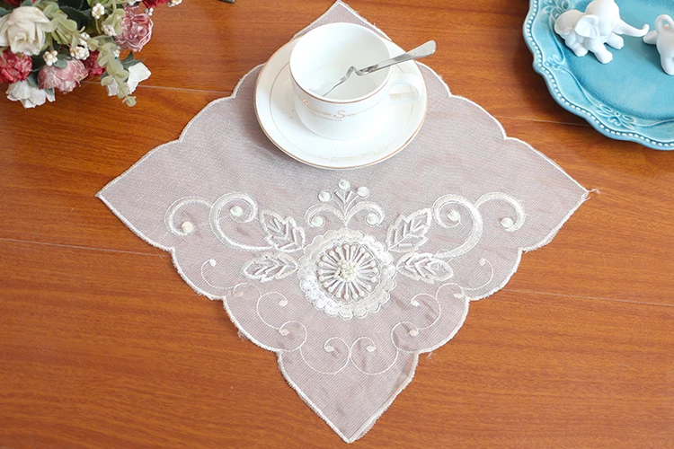 Корейский Блеск блёстки кружева коврик с вышивкой бисером Doily кофейная кружка набор подставок под напитки чайное Полотенце Рождество свадебное украшение