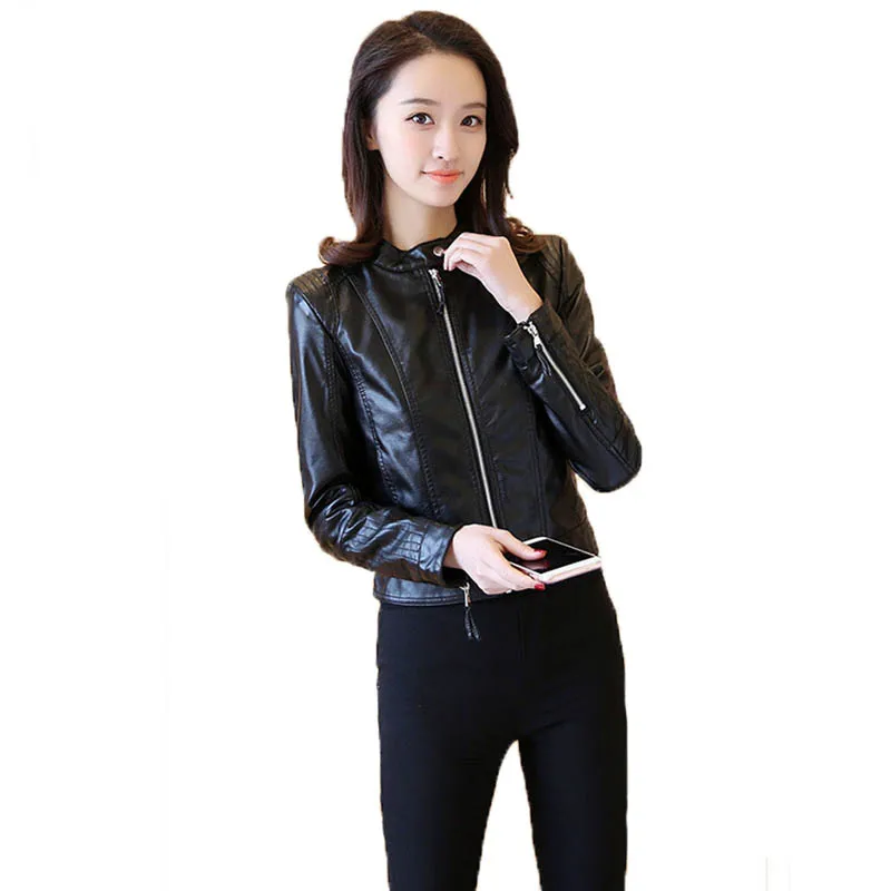 Осенняя мотоциклетная куртка из искусственной кожи для женщин пикантная женская