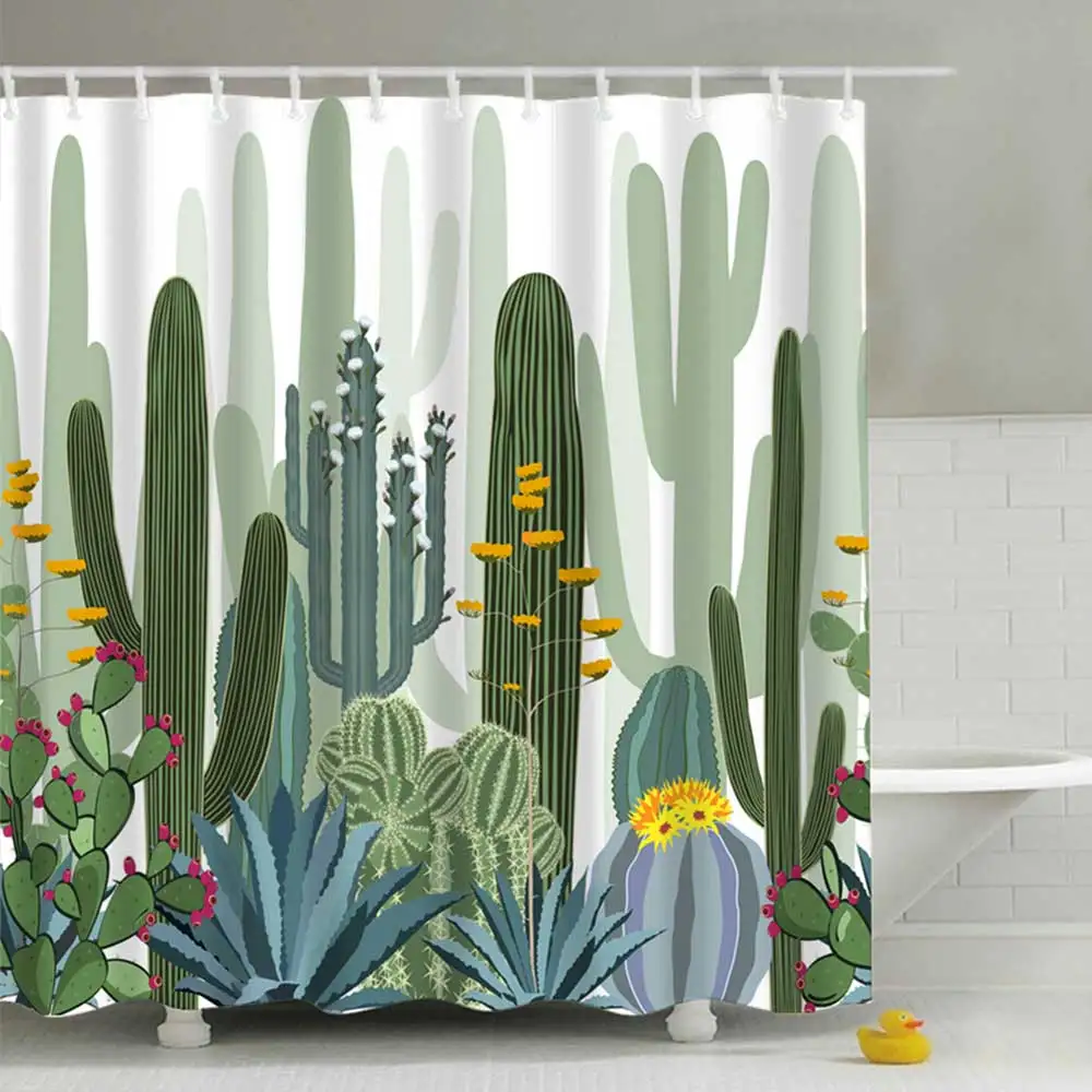180*180 см тропические растения кактус печать занавеска для душа ванной