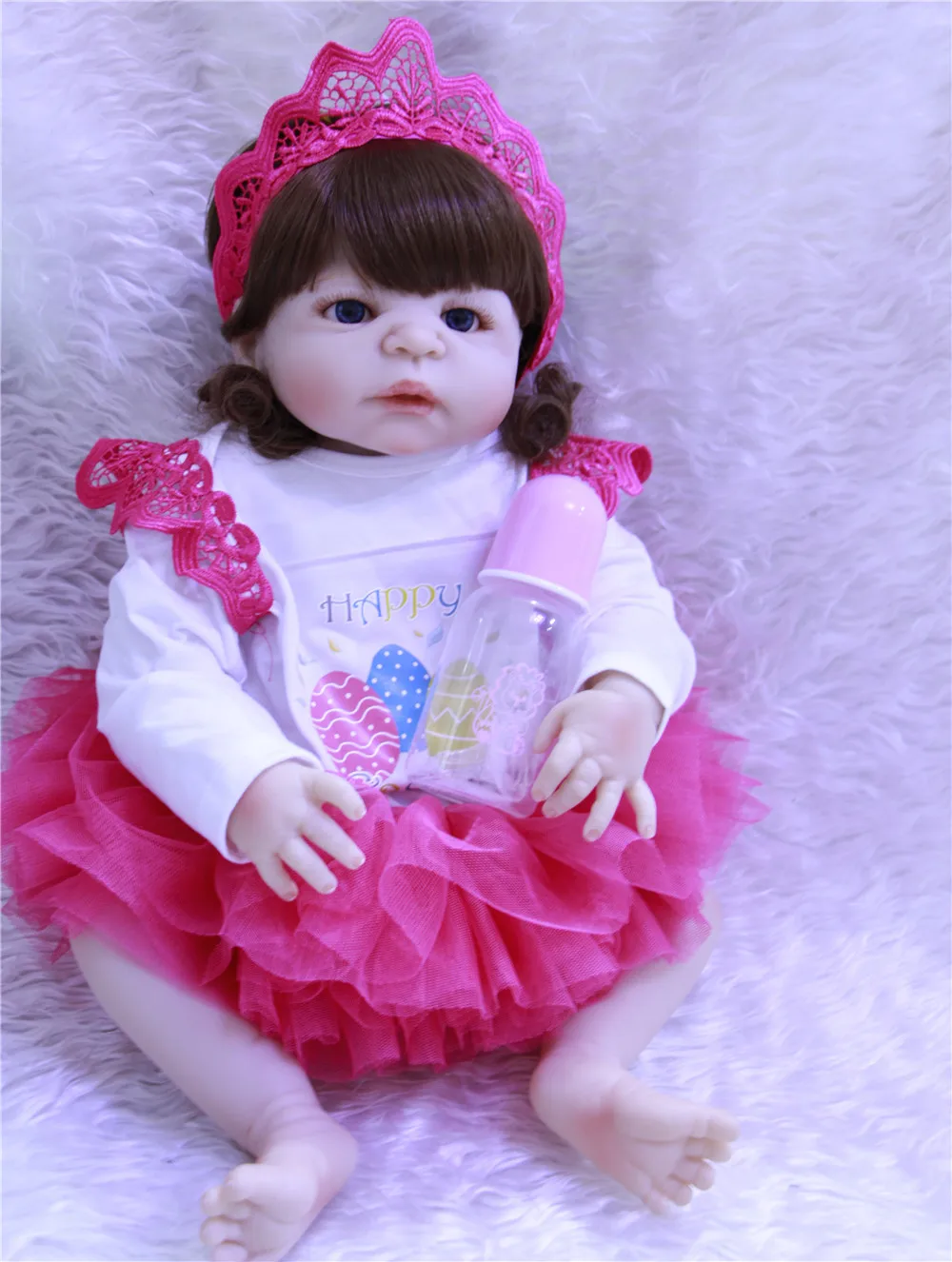 23 дюймов 57 см полная силикона Reborn Baby новорожденного куклы силиконовые reborn малыша