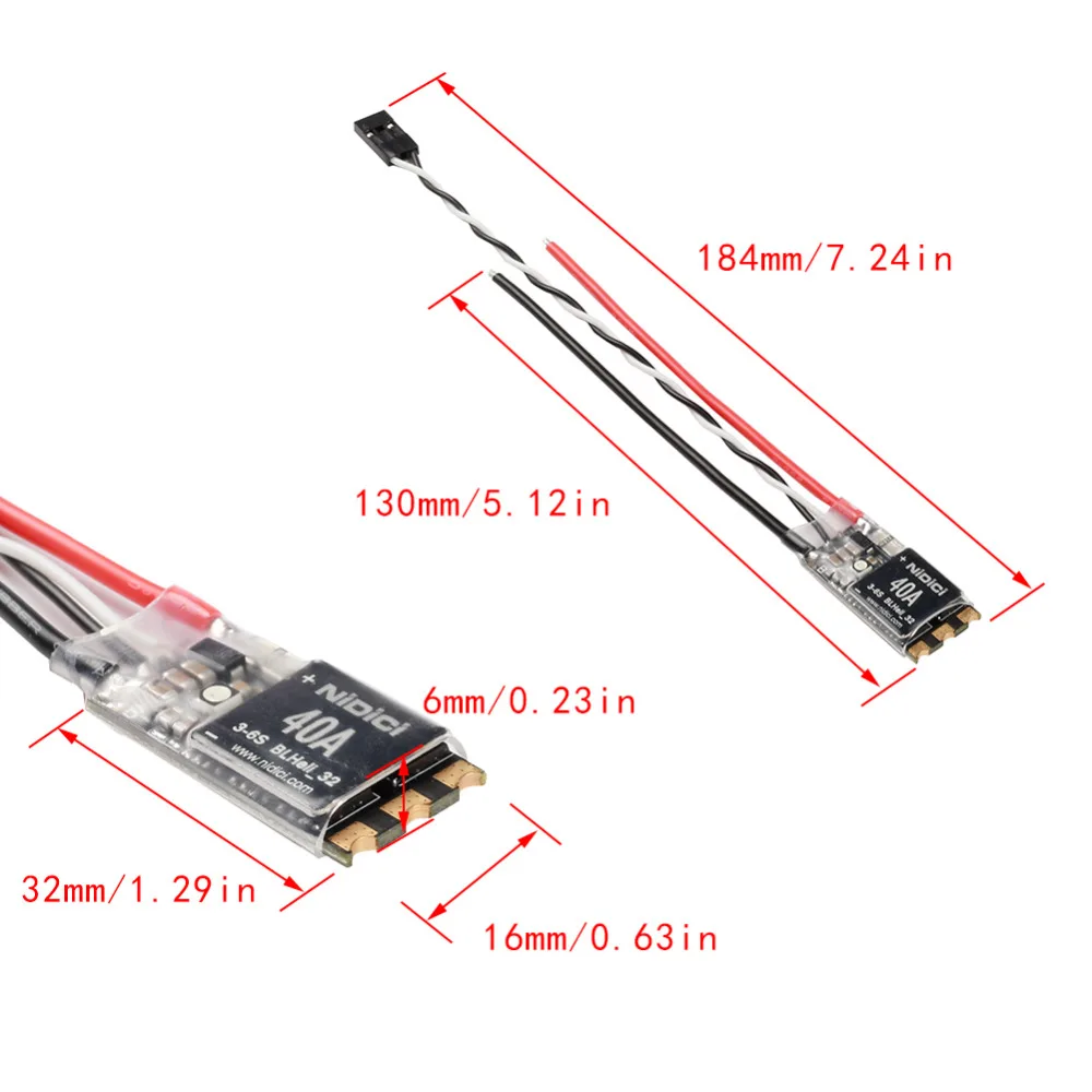 4 шт./лот NIDICI 40A 32bit BLHELI 32 Dshot1200 (3 6 S) ESC с RGB LED совместимым 2205 бесщеточным двигателем