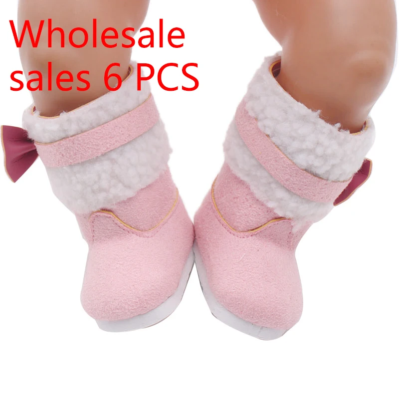 Doll shoes Pink plush winter boots toy accessories fit 43 cm baby dolls and 18 inch Girl doll g59 | Игрушки и хобби