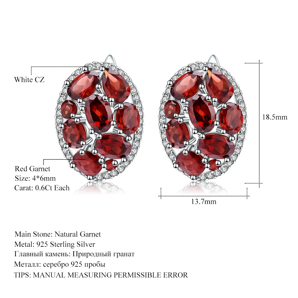 GEM'S BALLET, 7.95Ct, натуральный красный гранат, Винтажные серьги, 925 пробы, серебро, драгоценный камень, серьги-гвоздики для женщин, хорошее ювелирное изделие