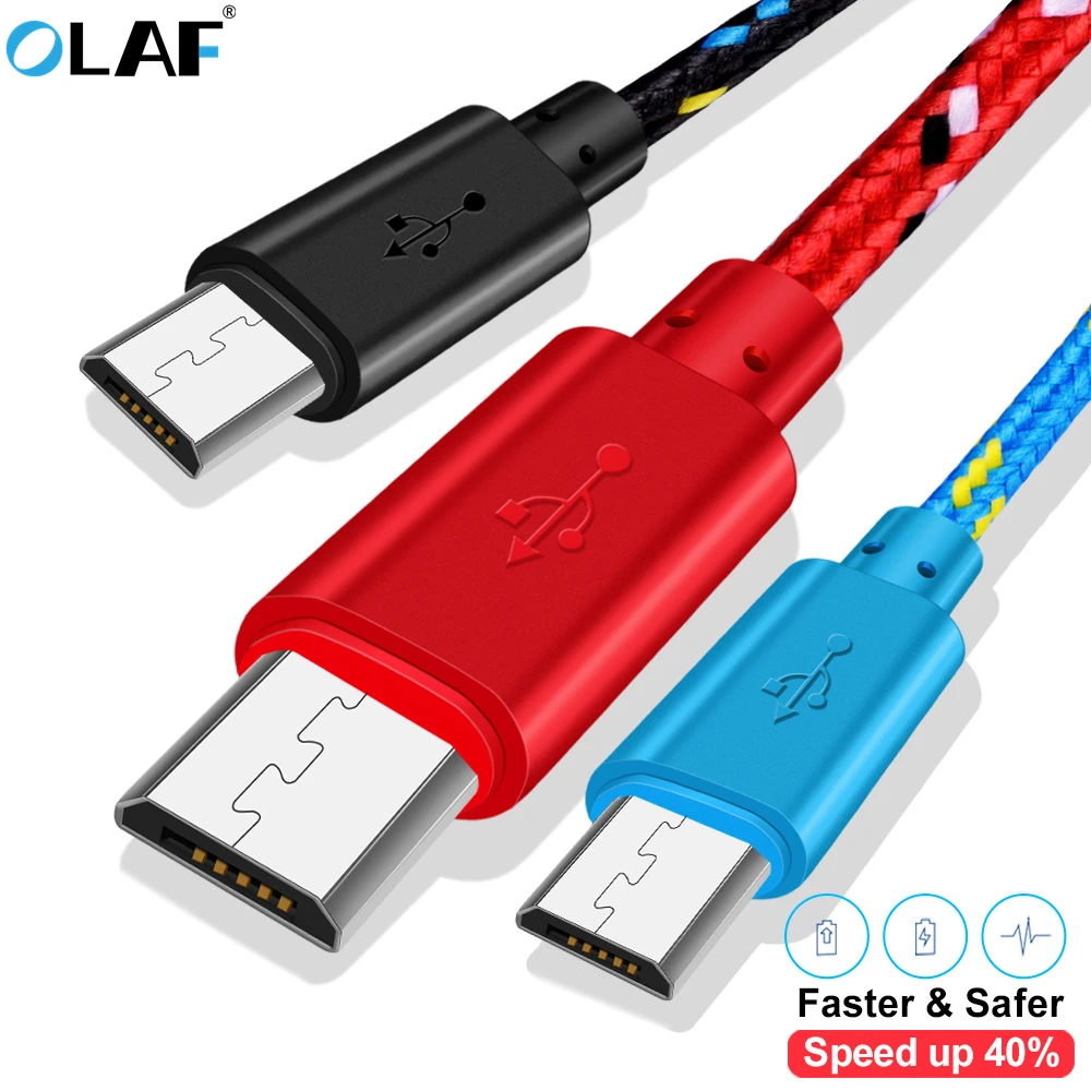 Кабель Micro USB OLAF 1 м 2 3 нейлоновый кабель для быстрой зарядки телефона зарядный