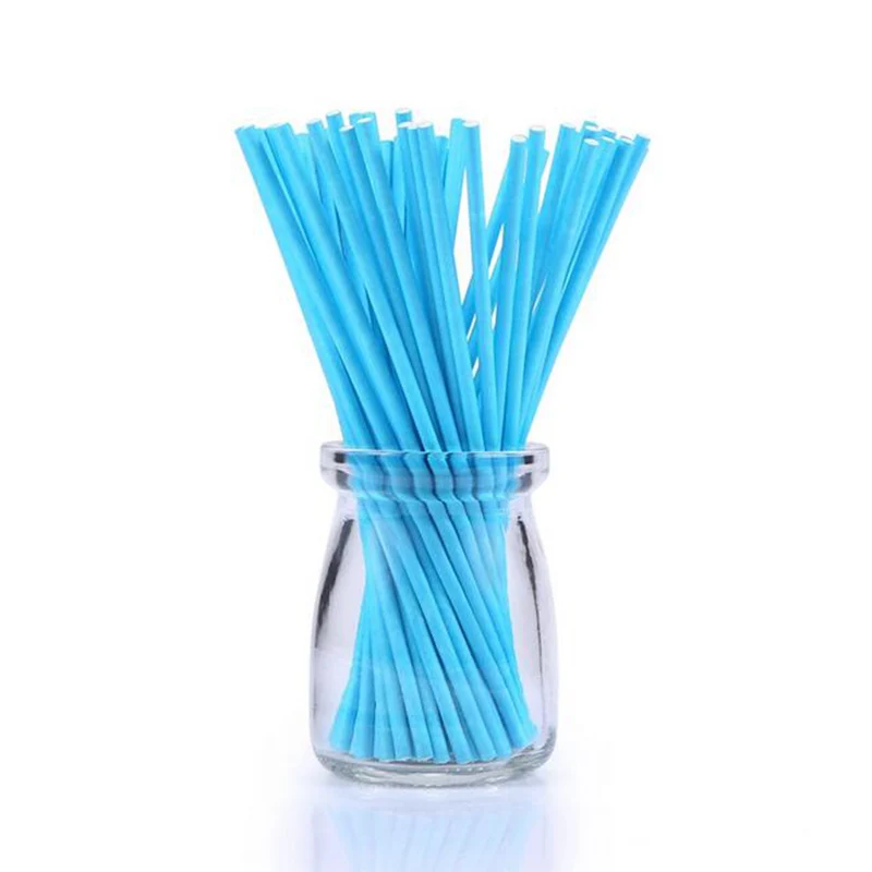 100pcs blue 100 шт. палочки для конфет украшение свадебного стола аксессуары для еды марки торт из леденцов Pops Бумажные палочки детский Декор для вечеринки в честь Дня Рождения - Цвет: 100pcs blue