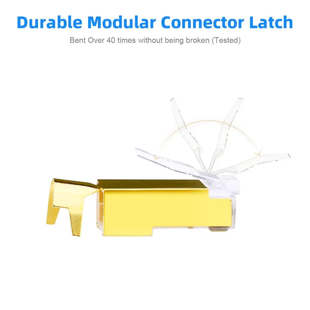 AMPCOM Cat7 разъем позолоченный экранированный RJ45 для Ethernet кабель 8P8C 50u