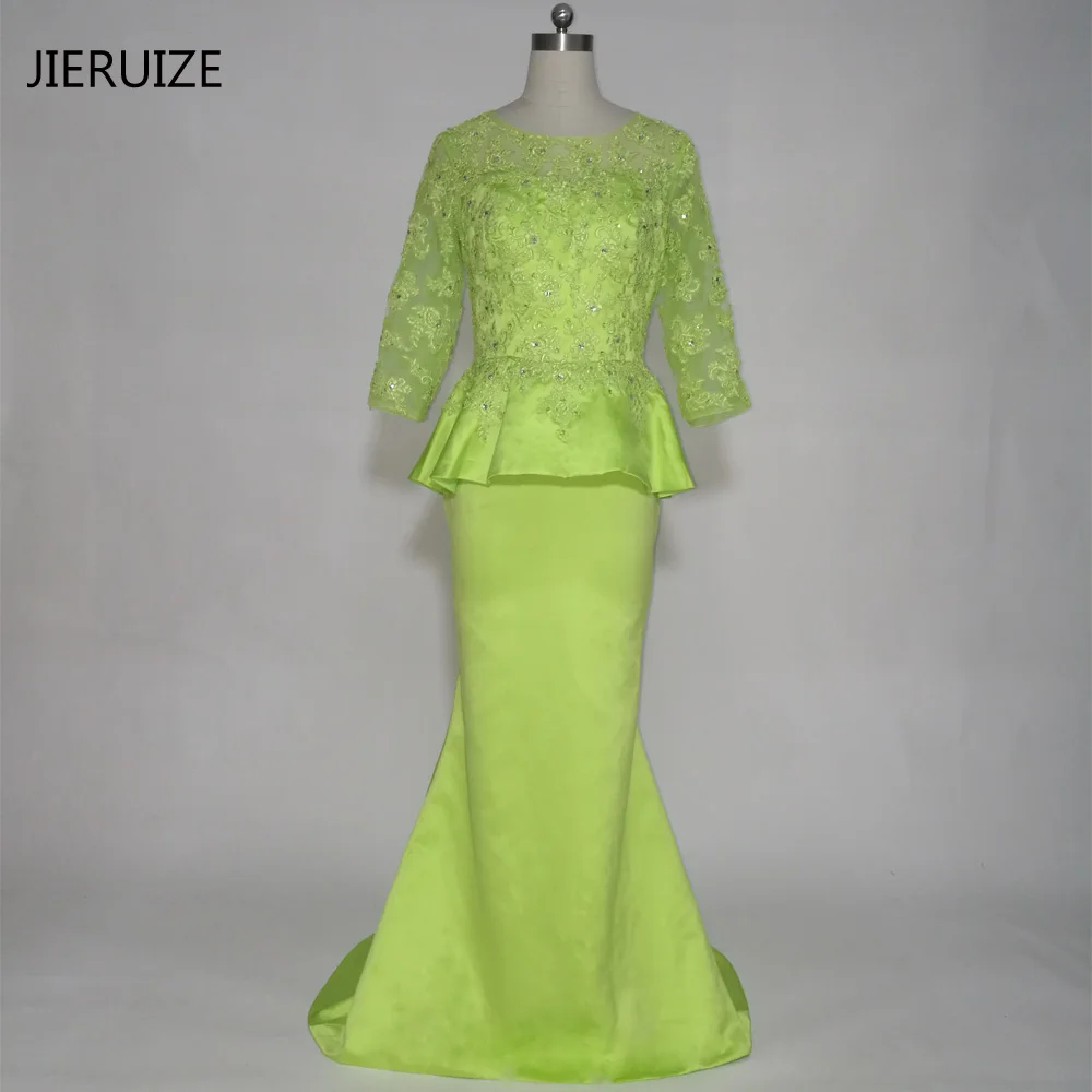 JIERUIZE robe de soiree зеленые кружевные вечерние платья Русалочки с аппликацией Длинные