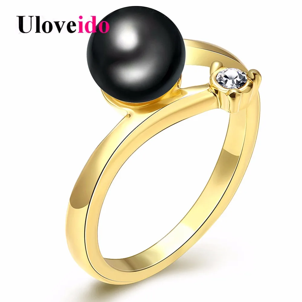 Женские свадебные кольца Uloveido черное обручальное кольцо с искусственным