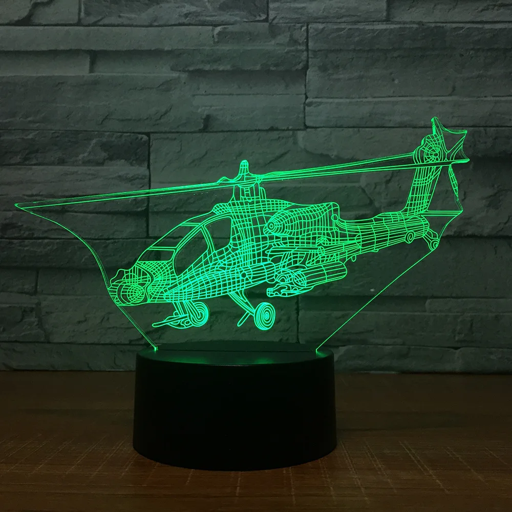 Вертолет 3D 7 цветов лампа визуальный светодиодный ночные светильники для детей