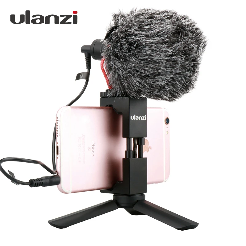 Ulanzi смартфон видео микрофон с ручкой Штатив для iPhone HuaWei Filmmaking Rig Стабилизатор