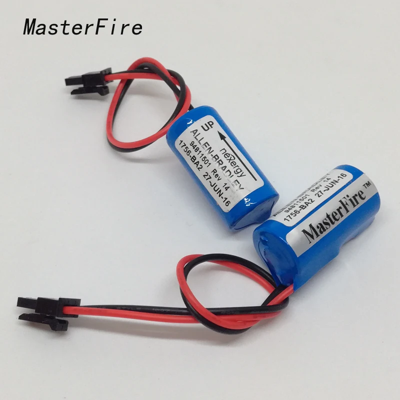 

MasterFire 2pcs/lot New Original Allen Bradley 1756-BA2 3V 1200mah Lithium Battery PLC Controller Batteries with plugs